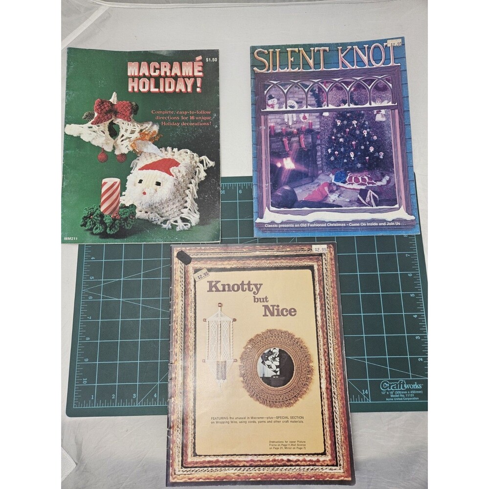 Lot of 3 Vintage Macrame Patterns Instruction Book Magazine Christmas Holiday